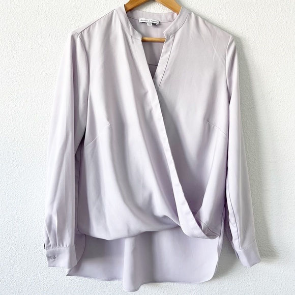 Maison d' Amelie Long Sleeve Surplice High Low Blouse in Lavender - Picture 9 of 9